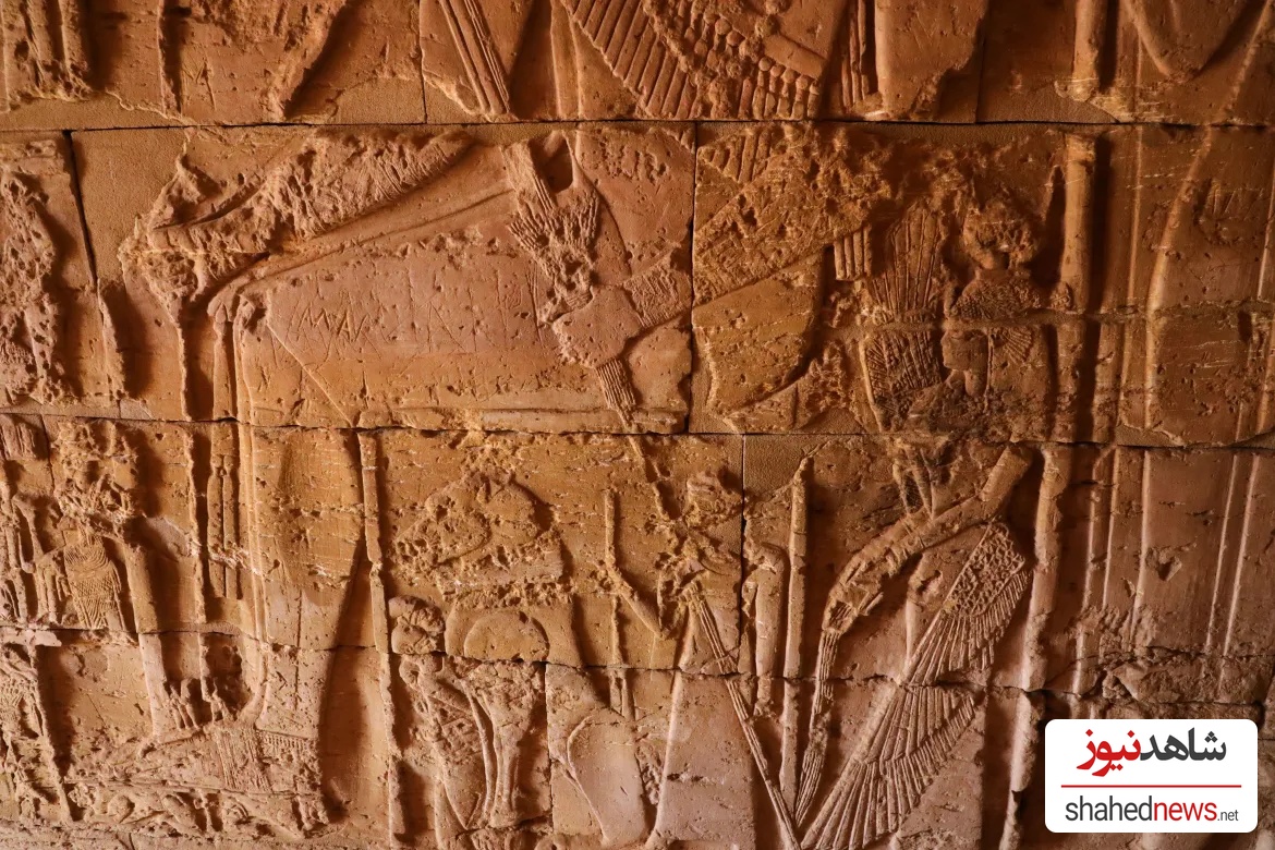 Archaeologists say salt crystallisation and halted maintenance threaten to erase centuries-old artwork at Meroe, like this carved relief inside a funerary temple. 