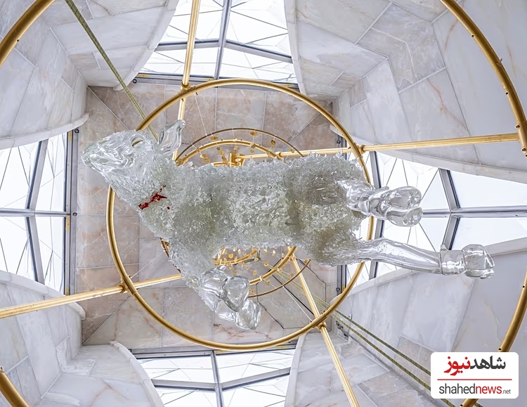 Image of the glass lamb inside the Tower of Jesus in the Sagrada Familia. Sagrada Familia