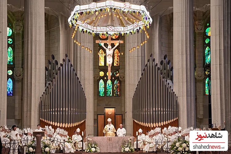 Pope Leo XIV celebrates Mass at the Sagrada Familia in Barcelona, Spain, on Wednesday 10 June 2026. AP/Bernat Armangue